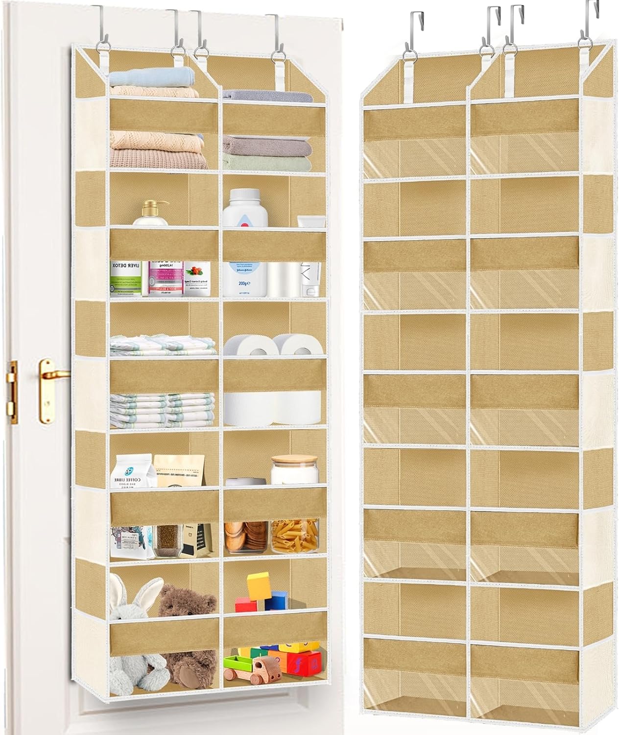 Moonval Over-the-Door Organizer, 5-Tier Hanging Storage with 10 Compartments, 80 lb Capacity