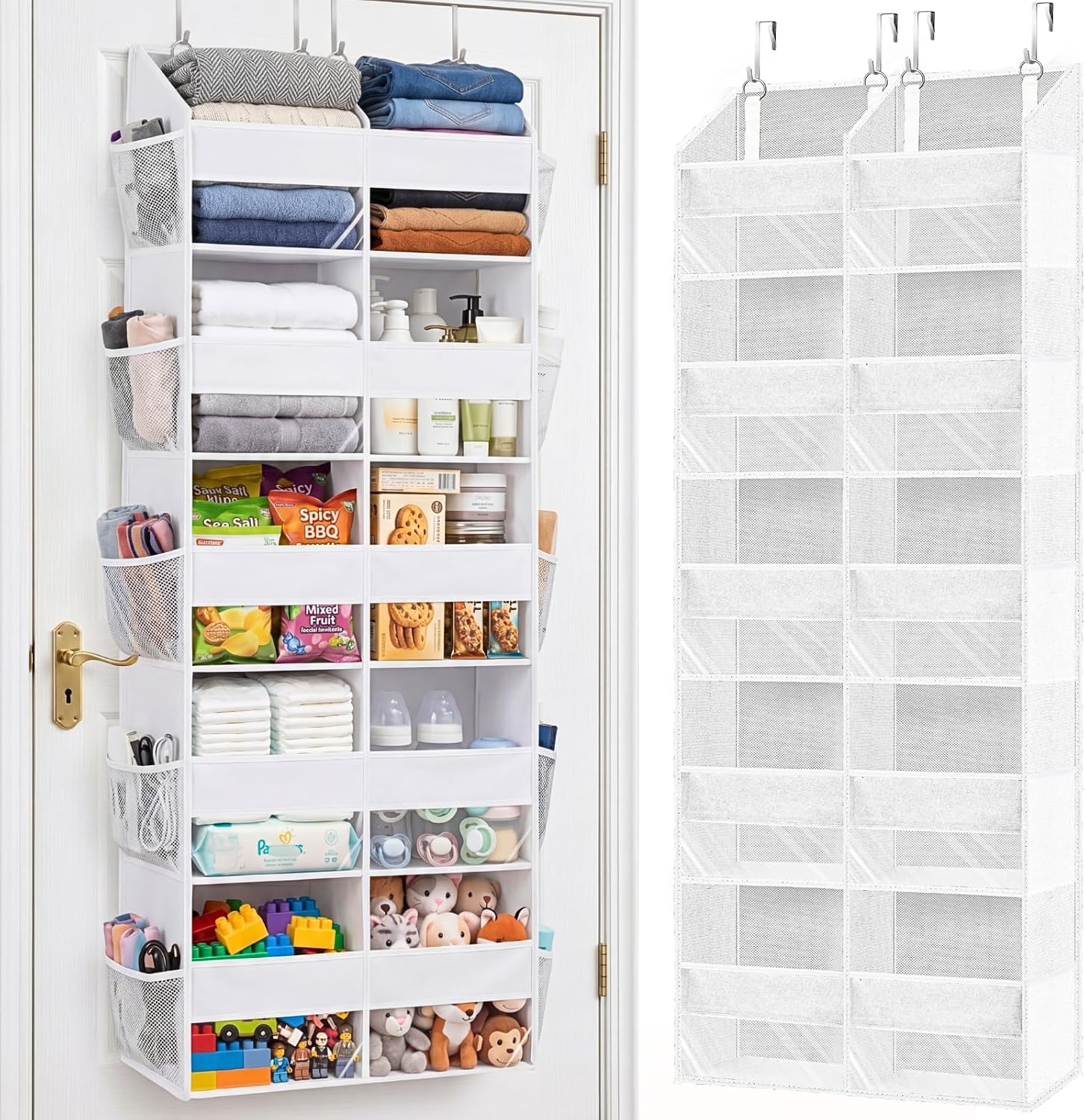 Moonval Over-the-Door Organizer, 5-Tier Hanging Storage with 10 Compartments, 80 lb Capacity
