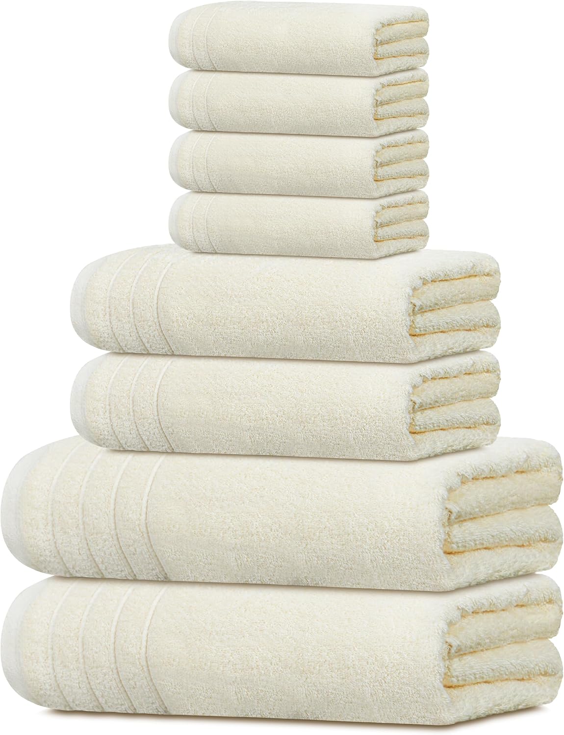 Moonval Cotton Towel Set, 8-Piece Bathroom Towels with 2 Bath, 2 Hand & 4 Washcloths