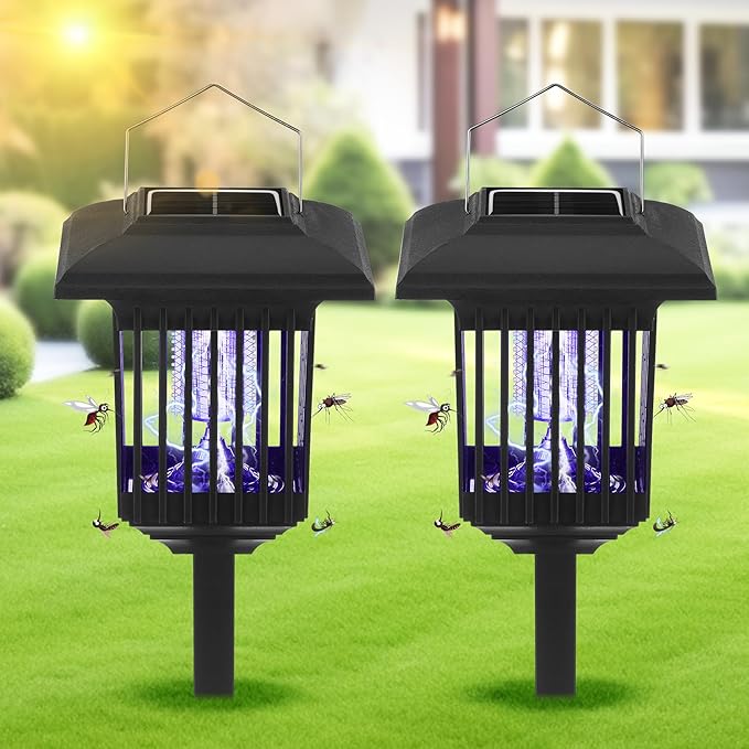 Moonval 2-in-1 Solar Bug Zapper Light, Waterproof Outdoor Insect Killer & LED Garden Lamp