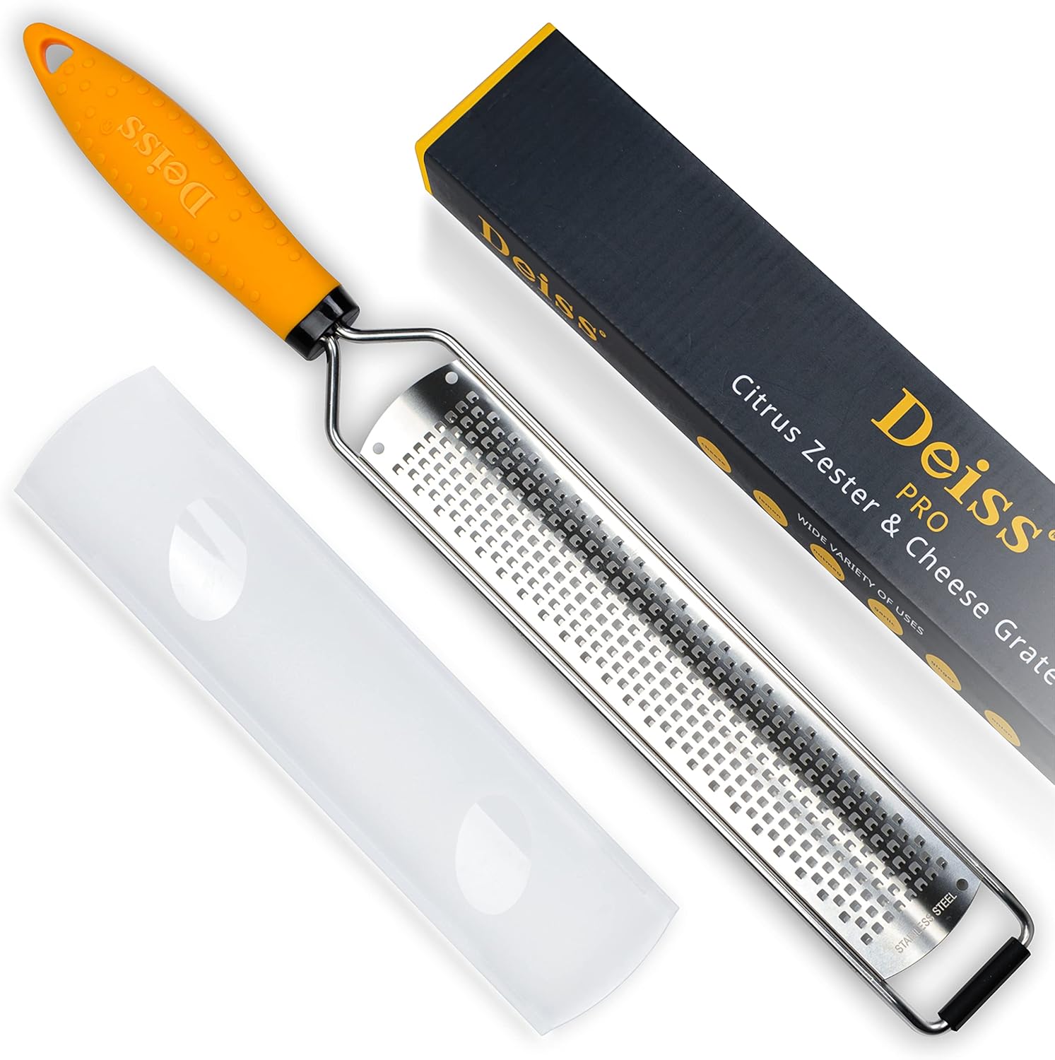 Moonval Lemon Zester & Cheese Grater, Stainless Steel Grater for Citrus, Cheese, Garlic & Vegetables