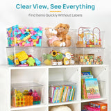 Moonval Clear Storage Bins, Stackable Containers with Lids & Handles for Pantry & Freezer