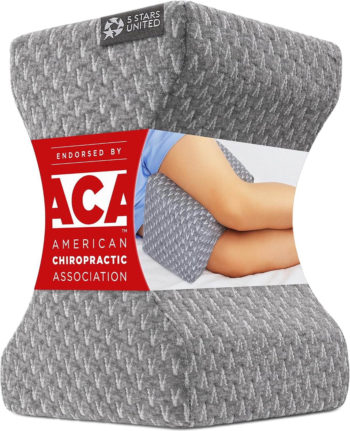 Moonval Knee Pillow, Memory Foam Leg Cushion for Side Sleepers with Washable Cover, White