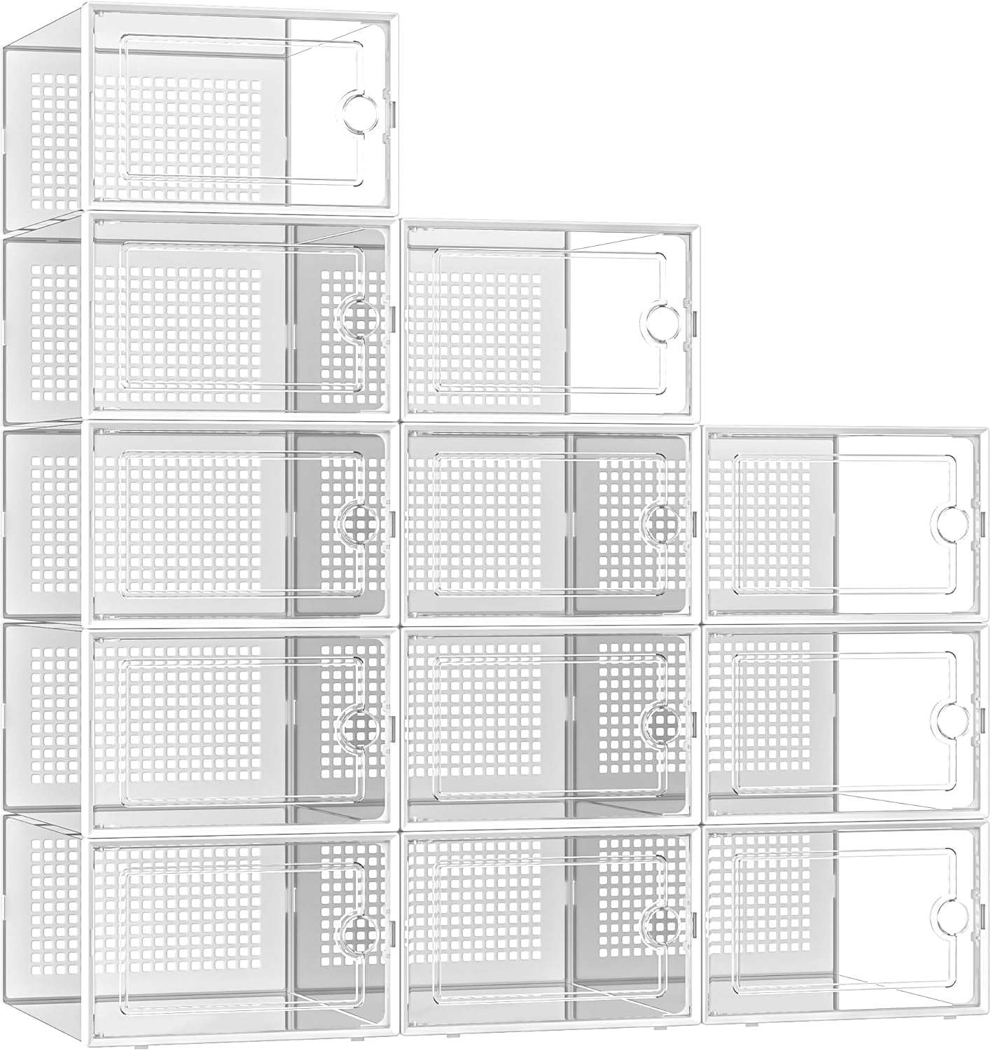 Moonval Shoe Storage Boxes, Clear Stackable Sneaker Organizer Bins with Front Opening