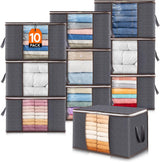 Moonval Clothes Storage Bags, Foldable Storage Bins with Clear Window & Reinforced Handles