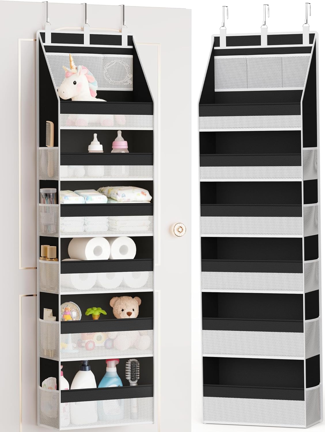 Moonval Over-the-Door Organizer, 6-Shelf Hanging Storage with 13 Mesh Pockets
