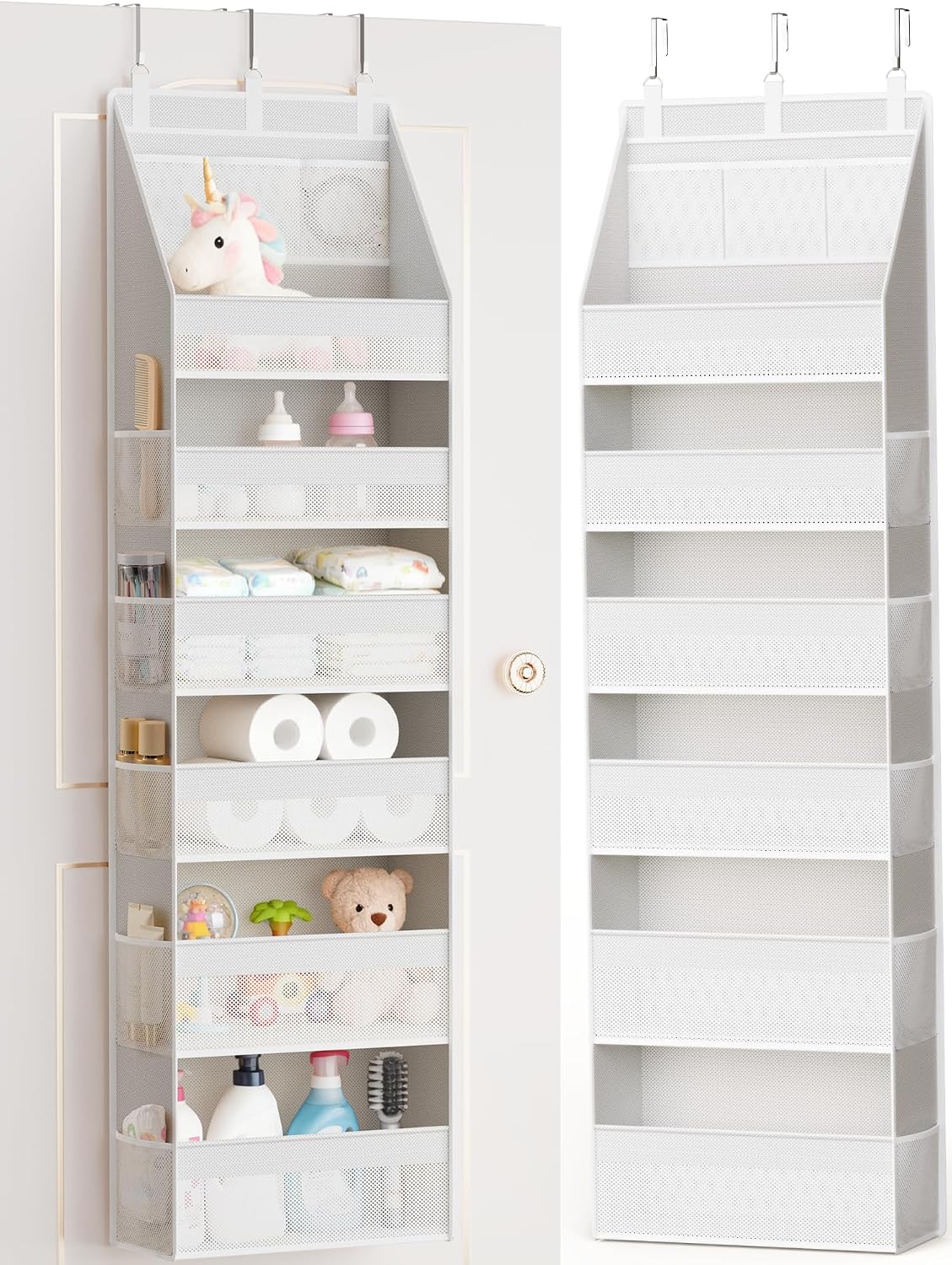 Moonval Over-the-Door Organizer, 6-Shelf Hanging Storage with 13 Mesh Pockets