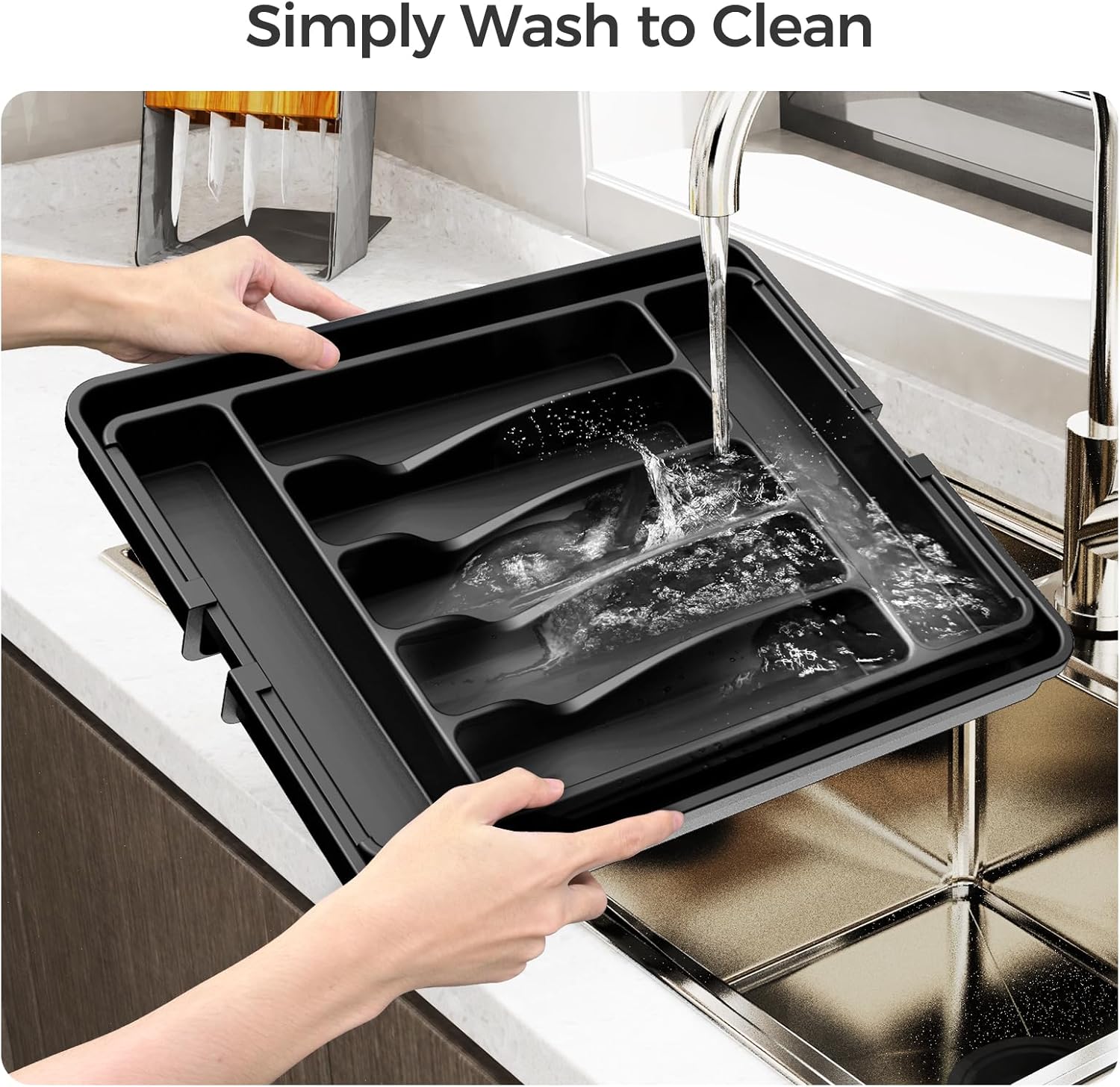 Moonval Expandable Silverware Organizer, Adjustable BPA-Free Cutlery & Utensil Drawer Organizer