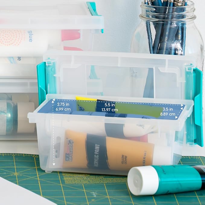 Moonval Craft Storage Bins, 6-Pack 1 Qt Clear Stackable Containers with Lids & Secure Latches
