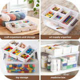 Moonval Craft Storage Box, Clear Organizer with Removable Tray for Art & Sewing Supplies