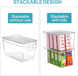 Moonval Clear Storage Bin with Lid, Stackable Plastic Organizer with Handle for Pantry, Fridge & Closet