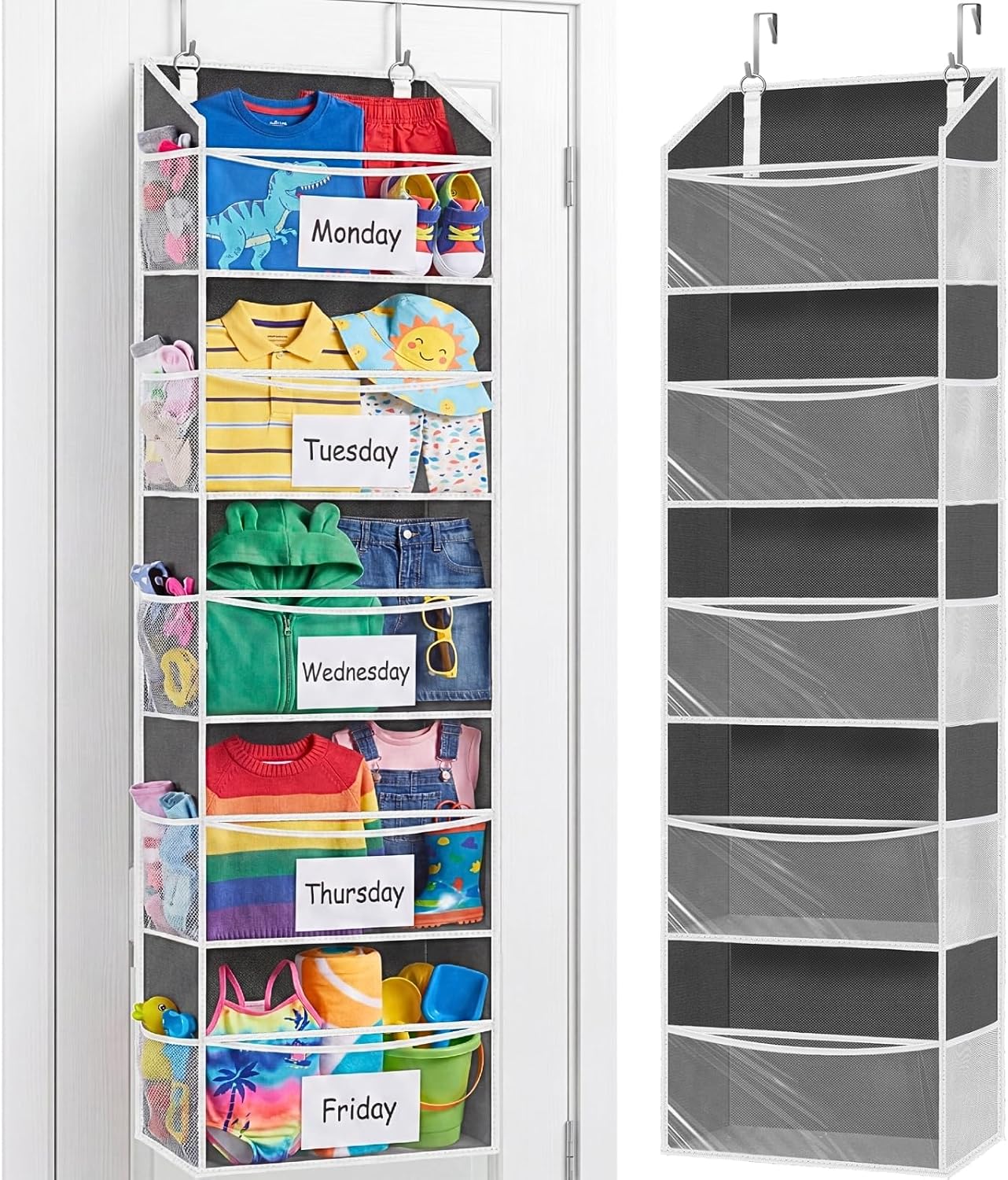 Moonval Over-the-Door Organizer, 5-Tier Hanging Storage with 10 Compartments, 80 lb Capacity
