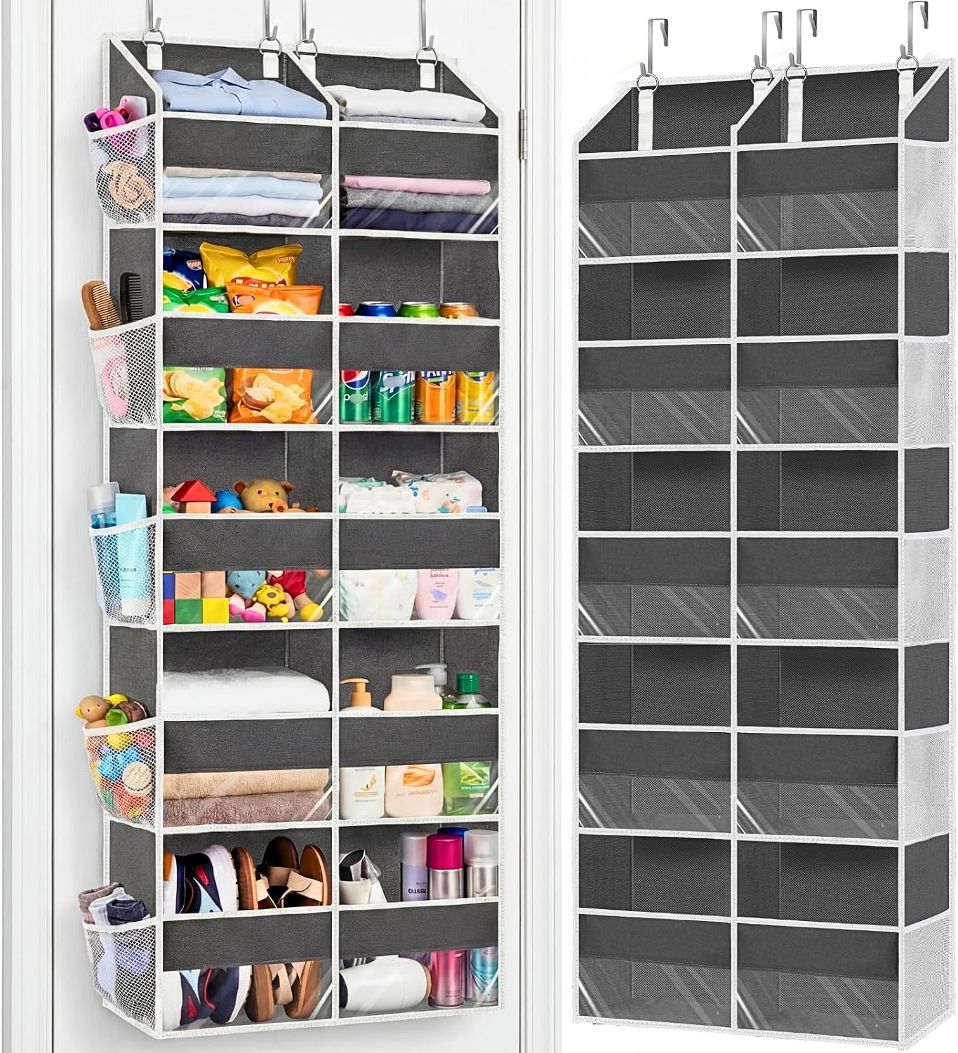 Moonval Over-the-Door Organizer, 5-Tier Hanging Storage with 10 Compartments, 80 lb Capacity