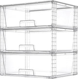 Moonval Stackable Storage Drawers, Clear Acrylic Organizer Bins for Bathroom, Kitchen & Closet