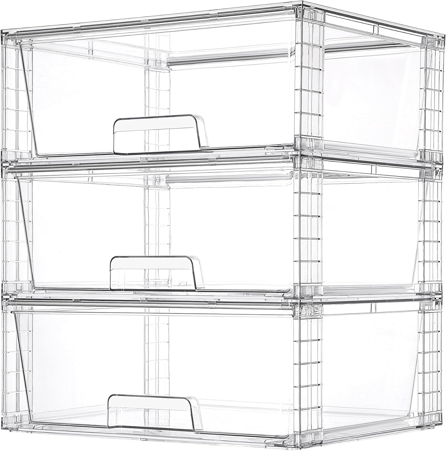 Moonval Stackable Storage Drawers, Clear Acrylic Organizer Bins for Bathroom, Kitchen & Closet