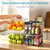 Moonval Clear Storage Bins, Stackable Containers with Lids & Handles for Pantry & Freezer