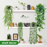 Moonval 4Pcs Fake Plants, Artificial Plants Fake Hanging Plants for Boho Home Bathroom Bedroom Living Room Office Wall Shelf Decor Indoor Outdoor