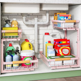 Moonval Under Sink Organizer, 2-Tier Sliding Cabinet Storage Shelf for Kitchen, Bathroom & Pantry