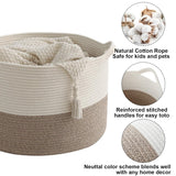 Moonval Woven Blanket Basket, Cotton Rope Storage Hamper with Handles for Laundry, Toys & Blankets