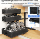 Moonval Under Sink Organizer, 3-Tier Height-Adjustable Sliding Metal Cabinet Shelf with Pull-Out Drawers