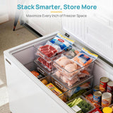 Moonval Clear Storage Bins, Stackable Containers with Lids & Handles for Pantry & Freezer