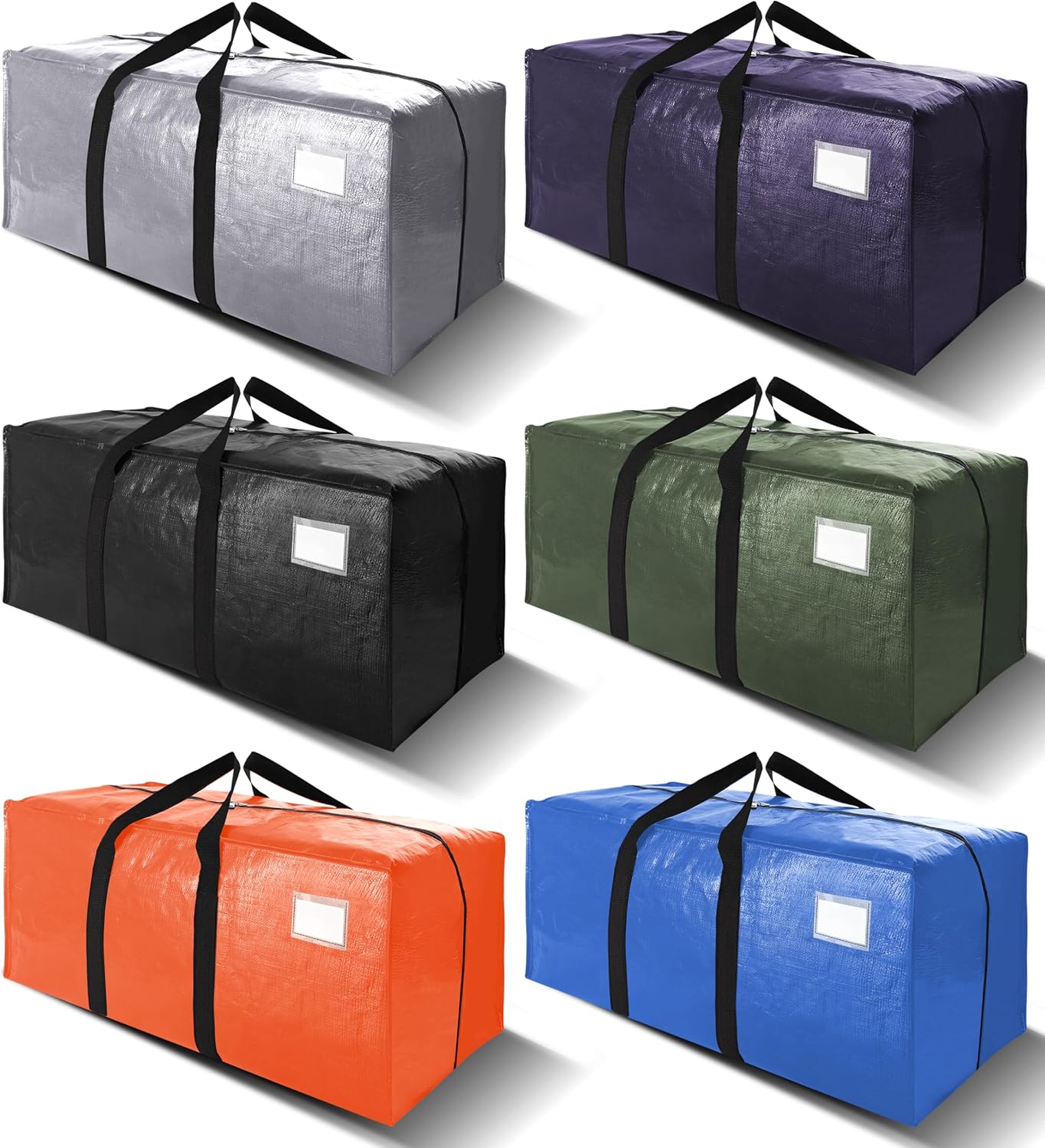 Moonval Moving Bags, 6-Pack Extra Large Heavy-Duty Storage Totes with Backpack Straps & Zippers
