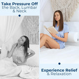 Moonval Half Moon Knee Pillow, Memory Foam Leg Bolster Pillow for Back Sleeping, White