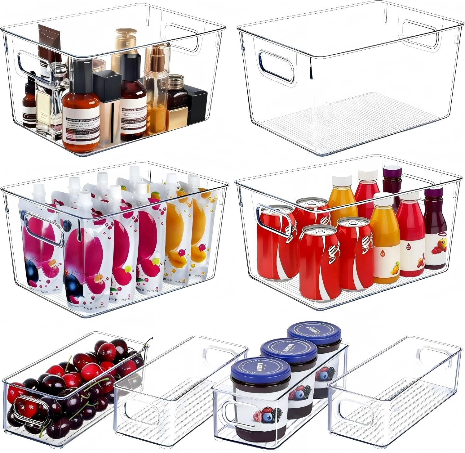 Moonval Clear Storage Bins, 8-Pack Stackable Pantry Organizers for Kitchen, Cabinets & Home Storage