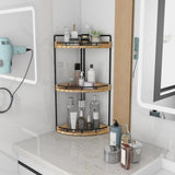 Moonval Corner Countertop Organizer, 3-Tier Wooden Shelf for Bathroom, Kitchen, Vanity & Dresser
