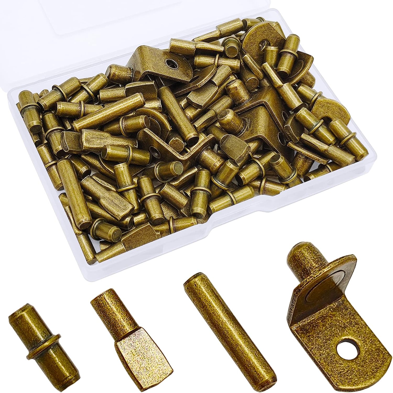 Moonval Shelf Pins Kit, 104-Piece Nickel-Plated Shelf Support Pegs Set for Cabinets & Bookshelves