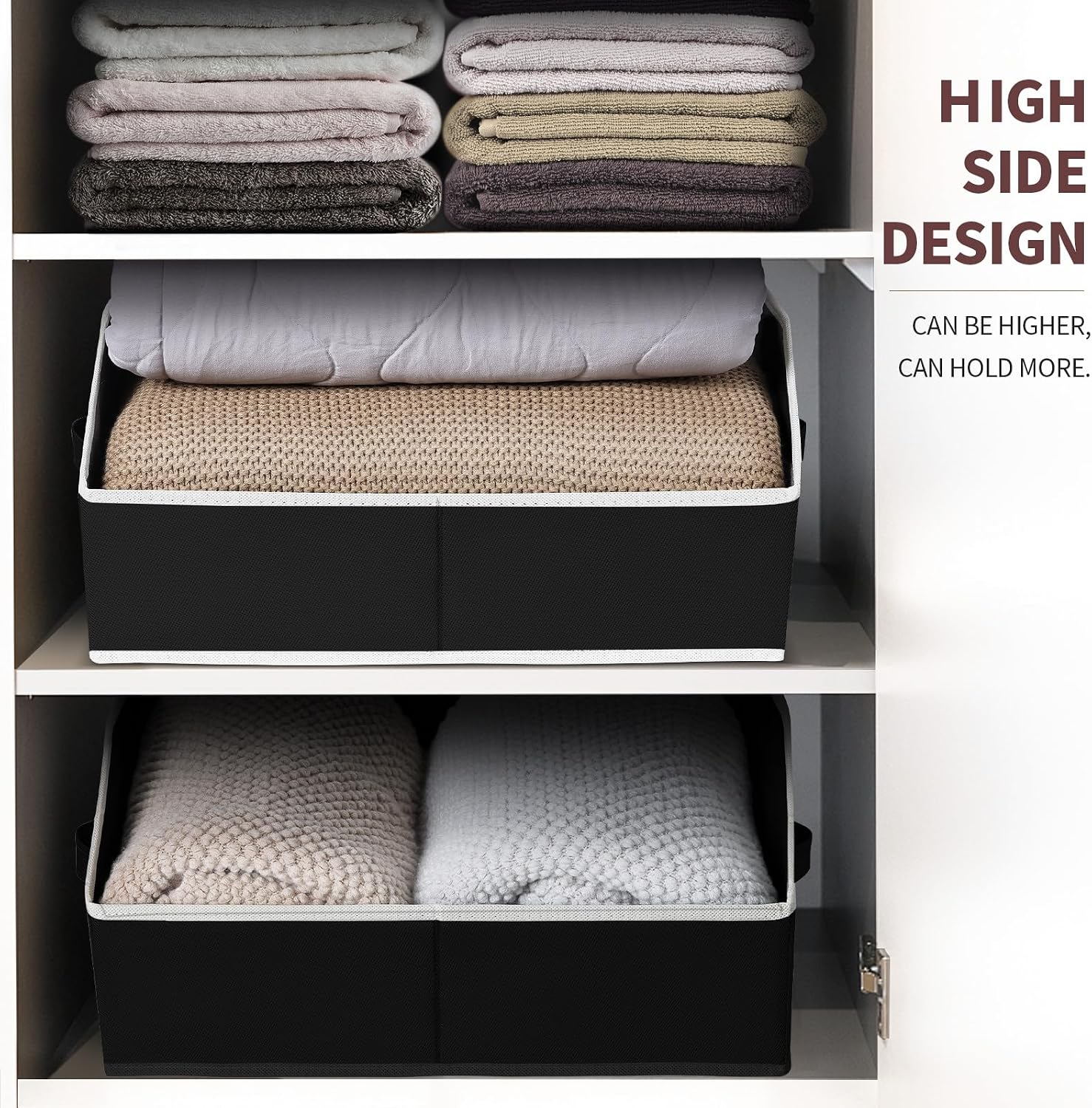 Moonval Trapezoid Closet Shelf Organizers, 3-Pack Large Fabric Storage Bins with Handles