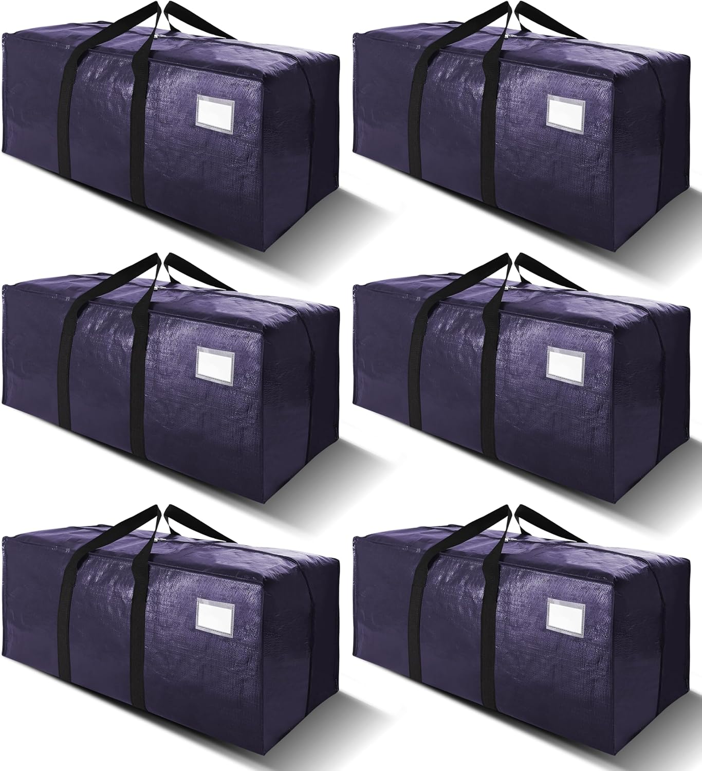 Moonval Moving Bags, 6-Pack Extra Large Heavy-Duty Storage Totes with Backpack Straps & Zippers