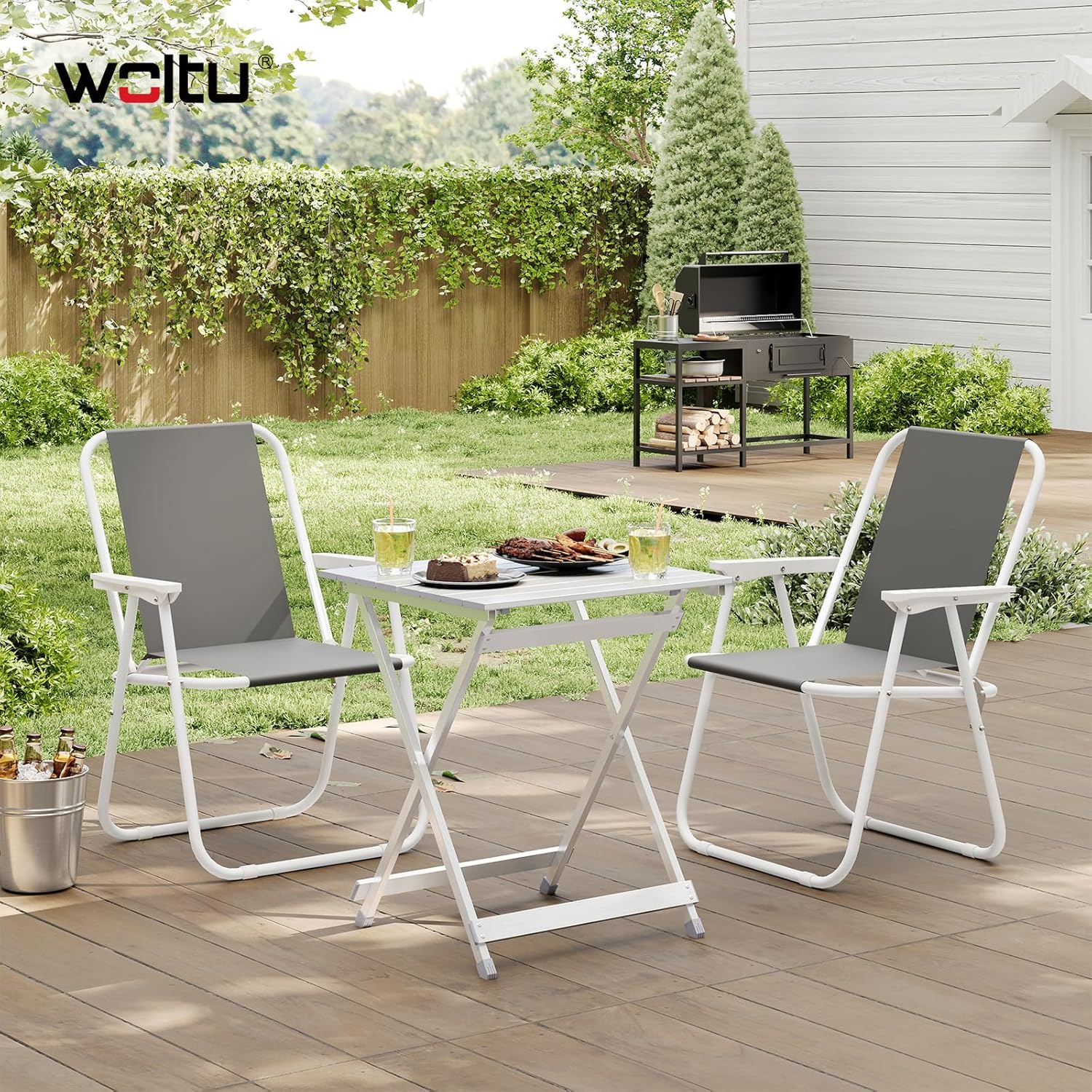 Moonval Folding Camping Side Table, Portable Aluminum Outdoor Picnic Table with Carry Handle