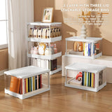 Moonval Clear Storage Bins, 3-Pack Foldable Stackable Containers with Lids & Magnetic Doors