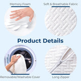 Moonval Knee Pillow, Memory Foam Leg Cushion for Side Sleepers with Washable Cover, White