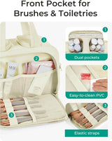 Moonval Travel Toiletry Bag, Waterproof Cosmetic Organizer with Wet Dry Compartment