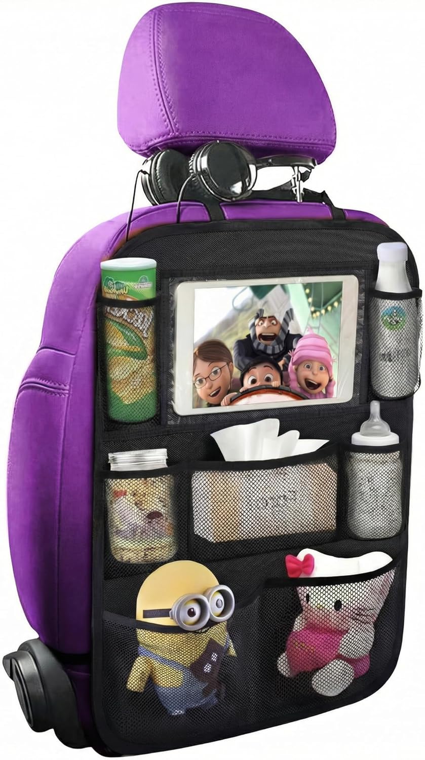 Moonval Backseat Car Organizer, Seat Protector with Tablet Holder & Multi-Pocket Storage for Kids
