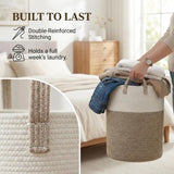 Moonval Woven Laundry Basket, 60L Cotton Rope Hamper for Clothes, Blankets & Toys