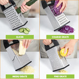 Moonval Cheese Grater, Stainless Steel Box Grater with Container for Cheese, Vegetables & Zesting