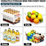 Moonval Clear Storage Bins, 12-Pack Multi-Purpose Organizers with Labels for Pantry, Kitchen & Fridge