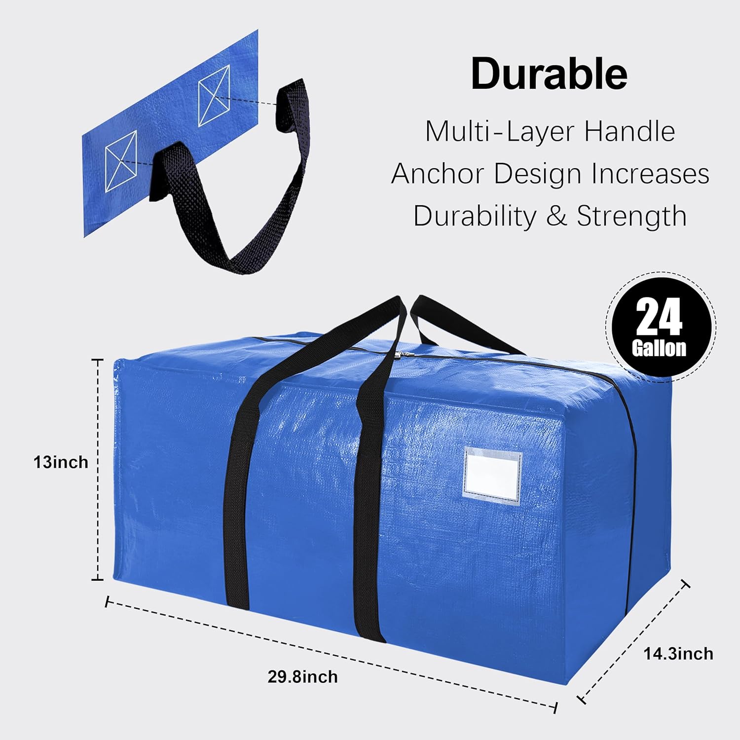 Moonval Moving Bags, 6-Pack Extra Large Heavy-Duty Storage Totes with Backpack Straps & Zippers