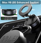 Moonval Vacuum Magnetic Phone Holder, 360° Adjustable Dashboard Car Mount with Suction Base
