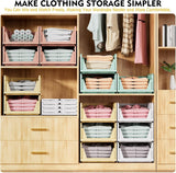 Moonval Stackable Closet Storage Baskets, Foldable Drawer Organizers for Clothes & Home Storage