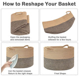 Moonval Woven Blanket Basket, Cotton Rope Storage Hamper with Handles for Laundry, Toys & Blankets