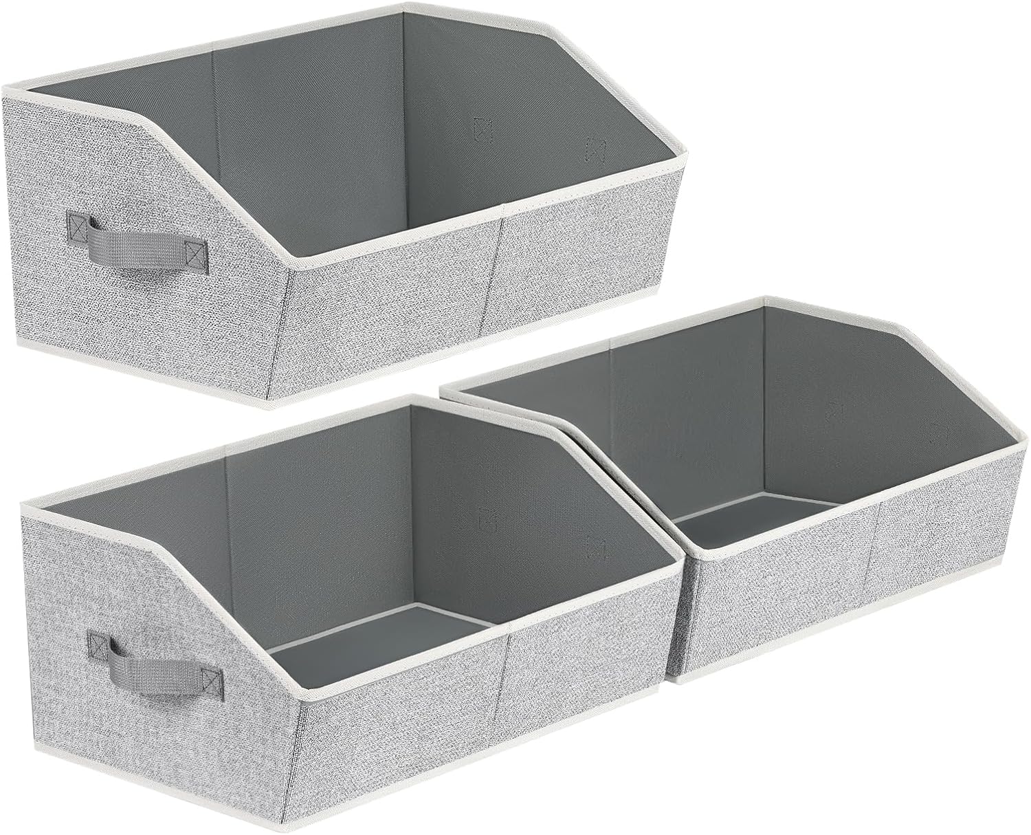 Moonval Trapezoid Closet Shelf Organizers, 3-Pack Large Fabric Storage Bins with Handles