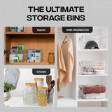 Moonval Clear Storage Bins, Stackable Plastic Organizer Containers with Handles for Pantry, Kitchen & Closet