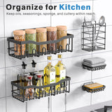 Moonval Adhesive Shower Caddy, 5-Pack Rustproof Stainless Steel Bathroom Organizer Shelves