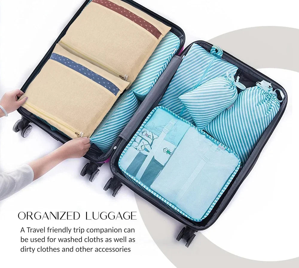 Moonval Cotton Saree Storage Cover, Breathable Zippered Garment Organizer for Travel