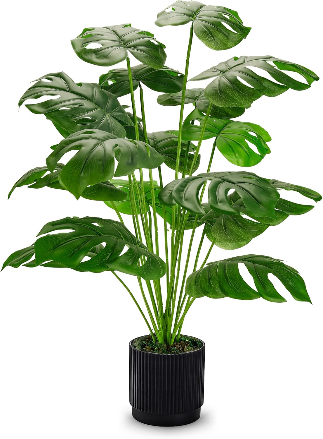 Moonval Artificial Monstera Plant, 28-Inch Tall Faux Floor Plant for Indoor & Outdoor Home Decor