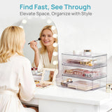 Moonval Clear Storage Drawers, Stackable Acrylic Organizers for Makeup & Bathroom